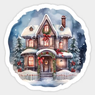 Christmas house watercolor Sticker